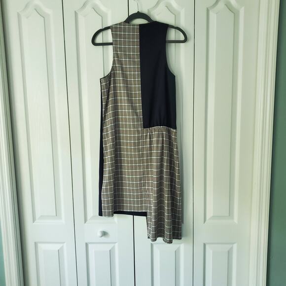 Tibi Sana Check Colorblock Shift Dress 2 Asymmetric Modern Lagenlook Deconstruct - Picture 15 of 15